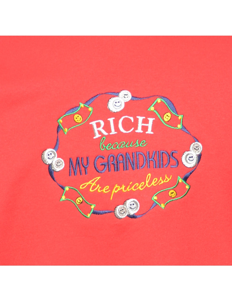 Rich Because My Grandkids Are Priceless Embroidered Sweatshirt - S