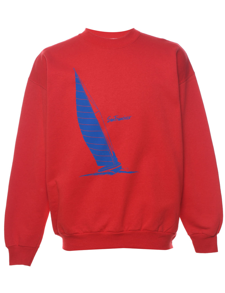 San Francisco Printed Red & Blue Sweatshirt - L