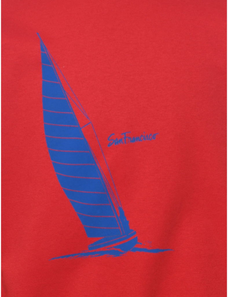 San Francisco Printed Red & Blue Sweatshirt - L