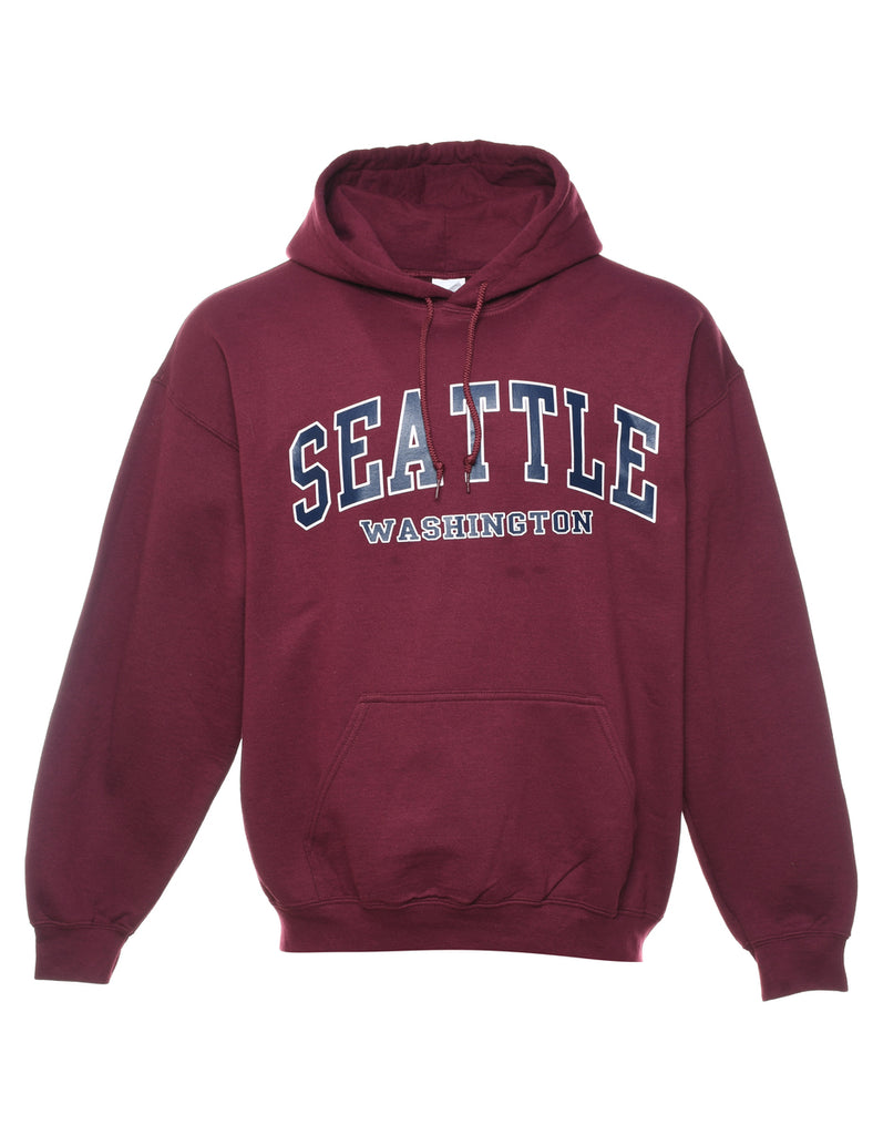 Seattle Maroon Printed Hoodie - L