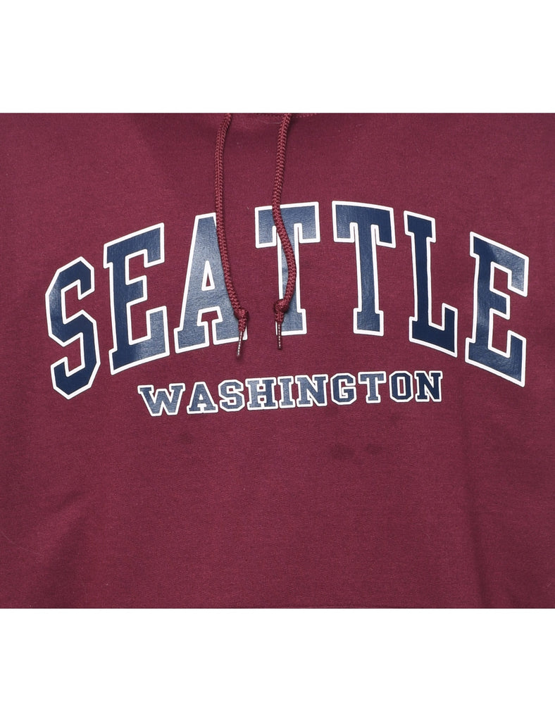Seattle Maroon Printed Hoodie - L