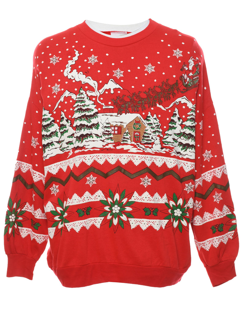 Snowfall Design Christmas Sweatshirt - L