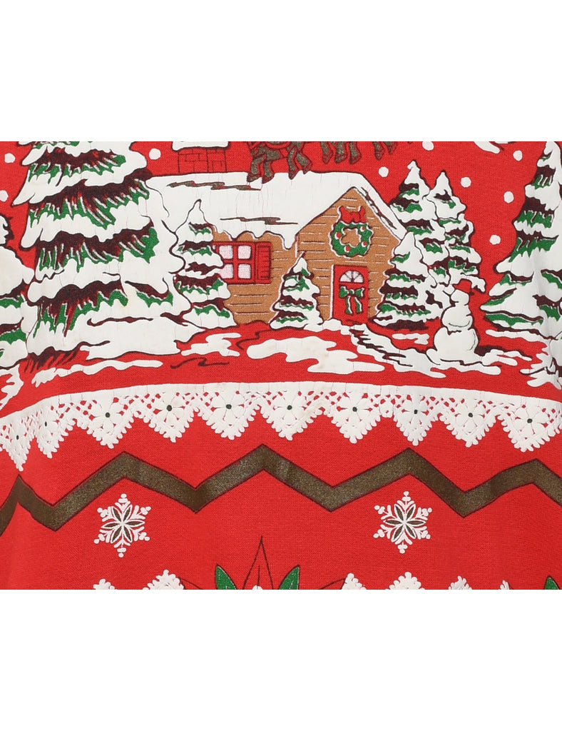 Snowfall Design Christmas Sweatshirt - L