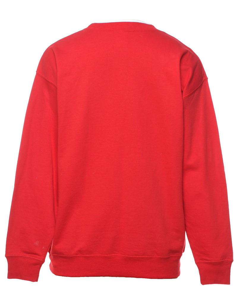 Snowman Design Red Christmas Sweatshirt - M