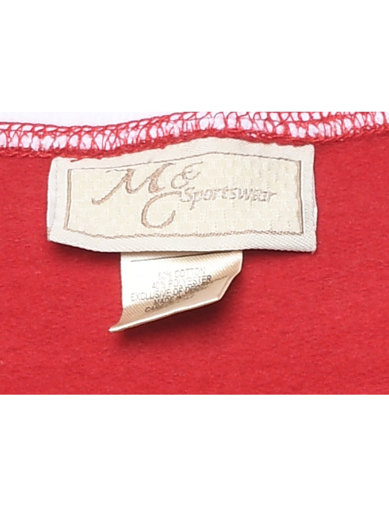 Snowman Design Red Christmas Sweatshirt - M