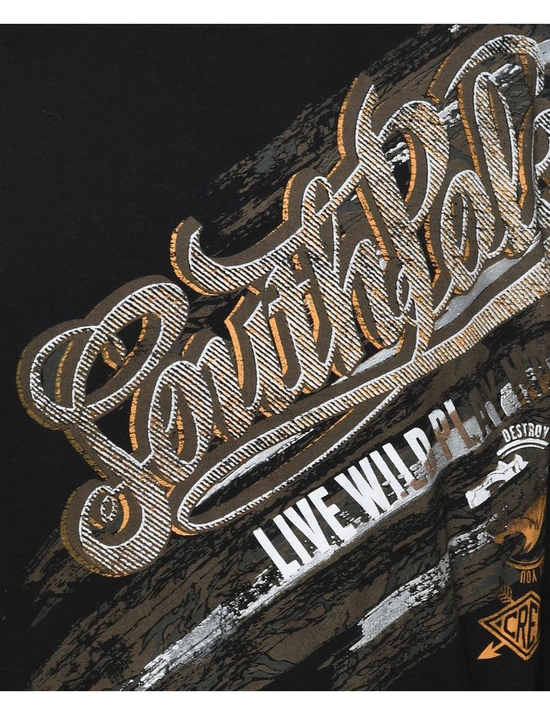 South Pole Y2K Black Printed T-shirt - XL