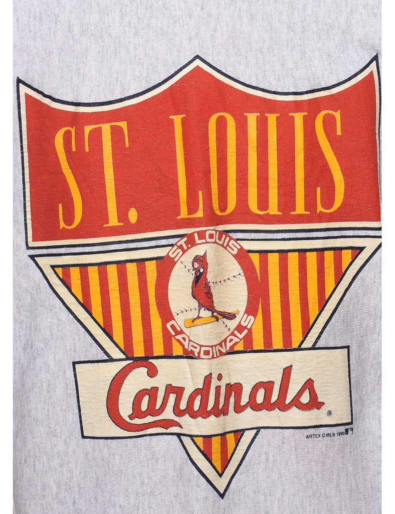 St. Louis Cardinals Baseball Light Grey & Red Printed Sweatshirt - L