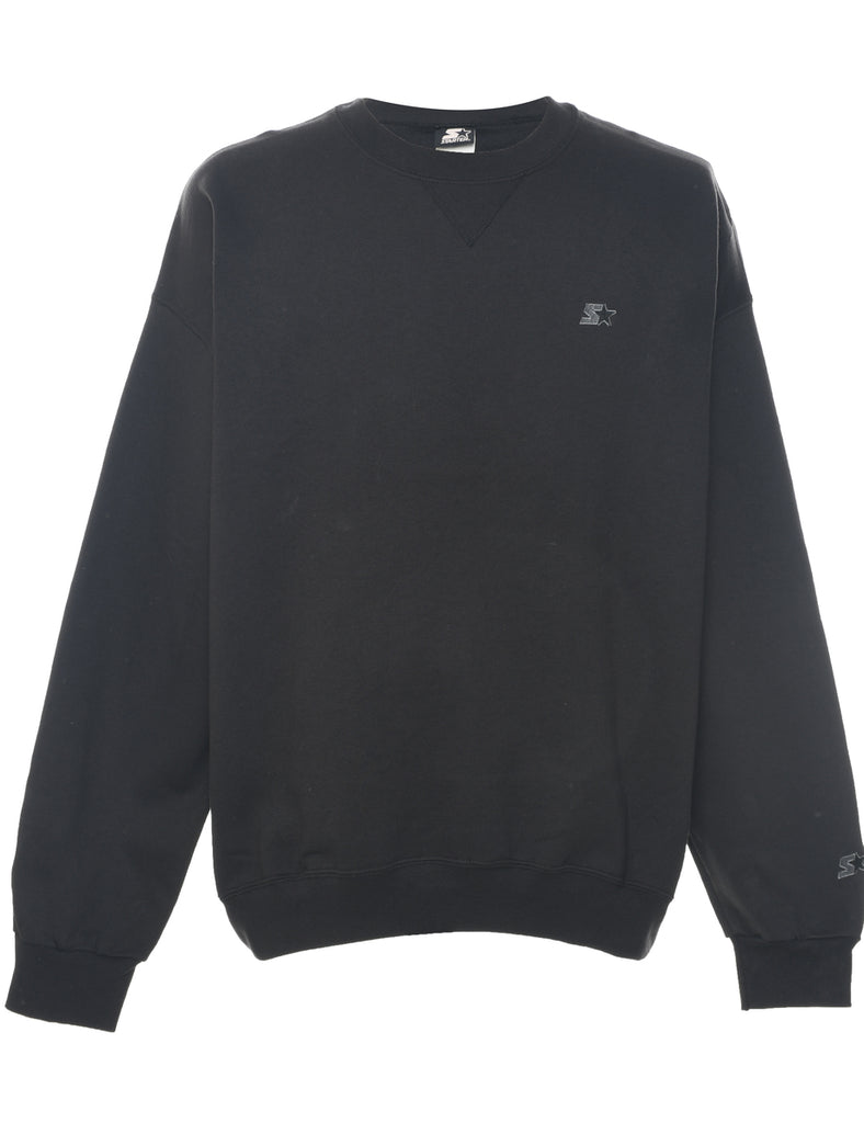Starter Black & Grey Embroidered Plain Sweatshirt - XL