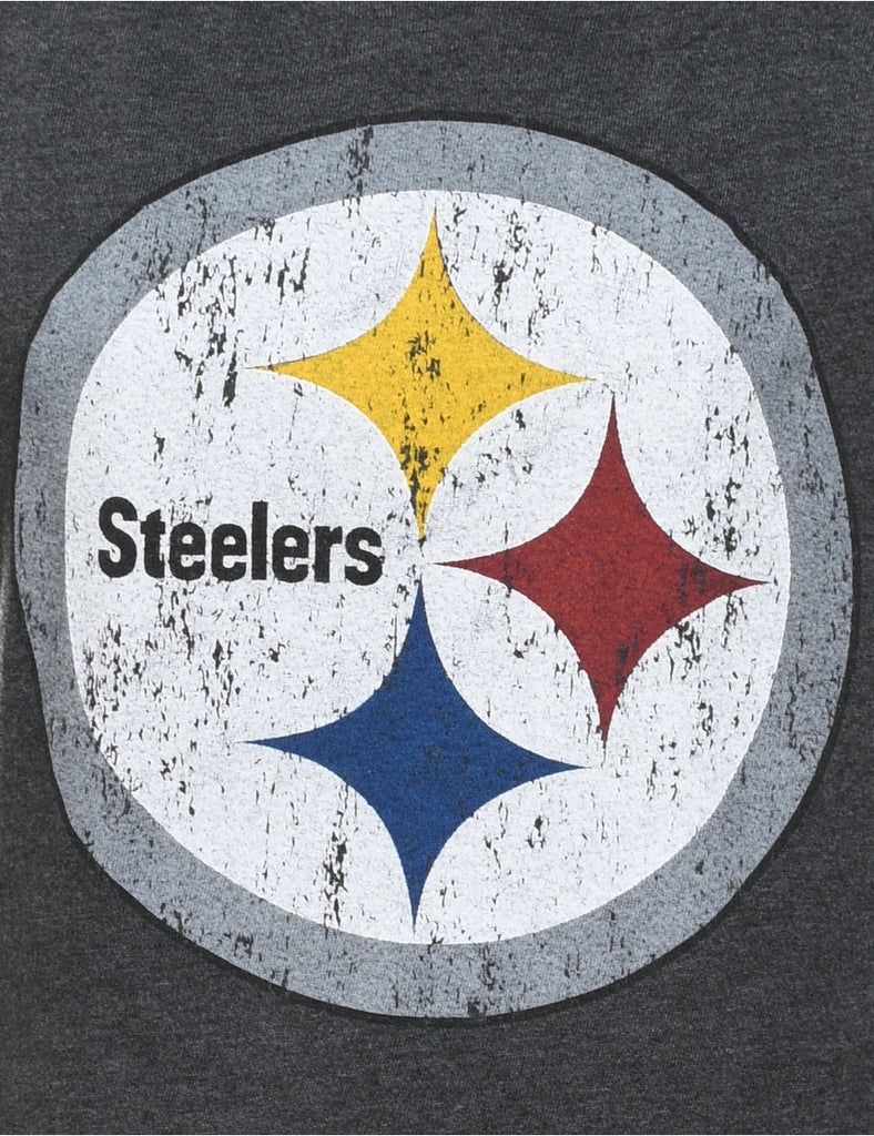 Steelers Grey NFL Printed T-shirt - S