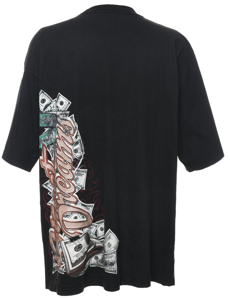 Street Dreams Black Printed T-shirt - XL