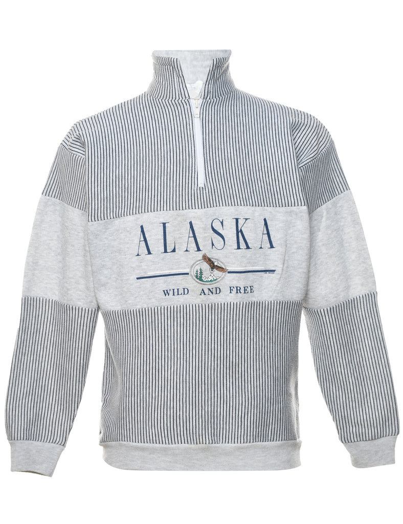 Striped Alaska Quarter-Zip Printed Sweatshirt - S