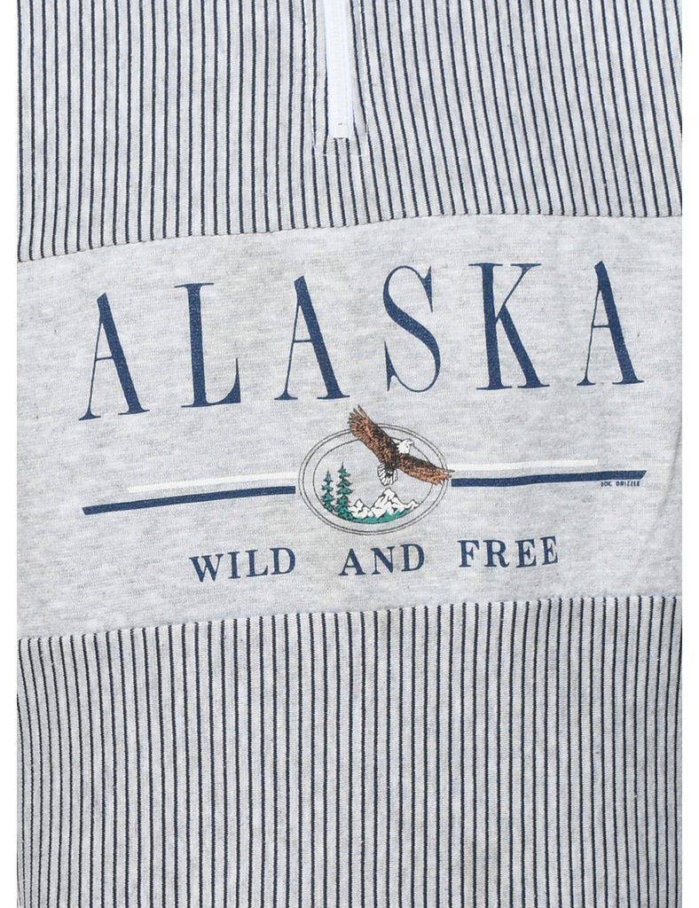 Striped Alaska Quarter-Zip Printed Sweatshirt - S