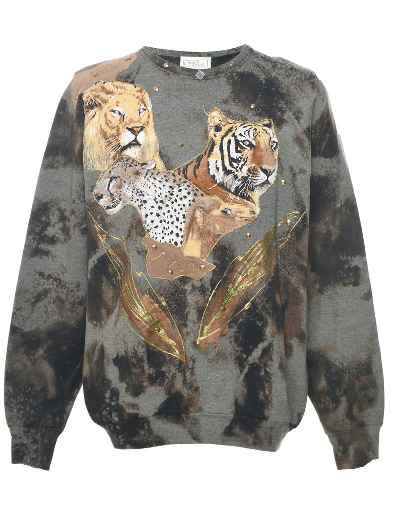 Studded Animal Sweatshirt - L