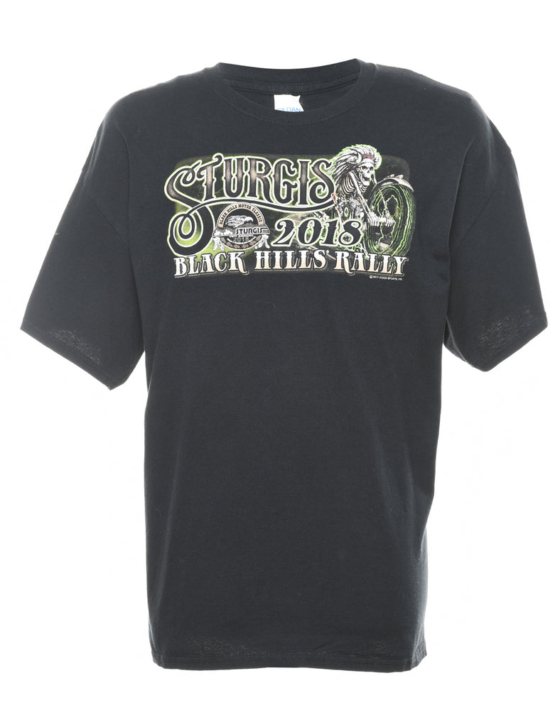 Sturgis Black Hills Rally Black & Green Printed T-shirt - XL