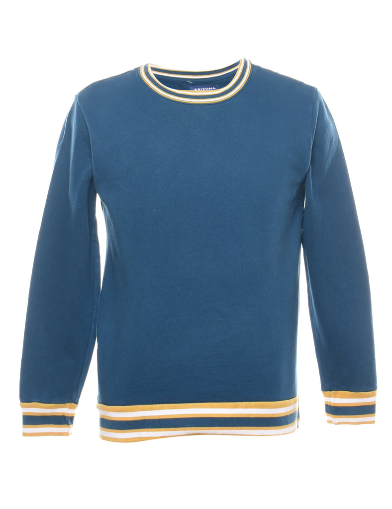 Teal, White & Yellow Contrast Plain Sweatshirt - S