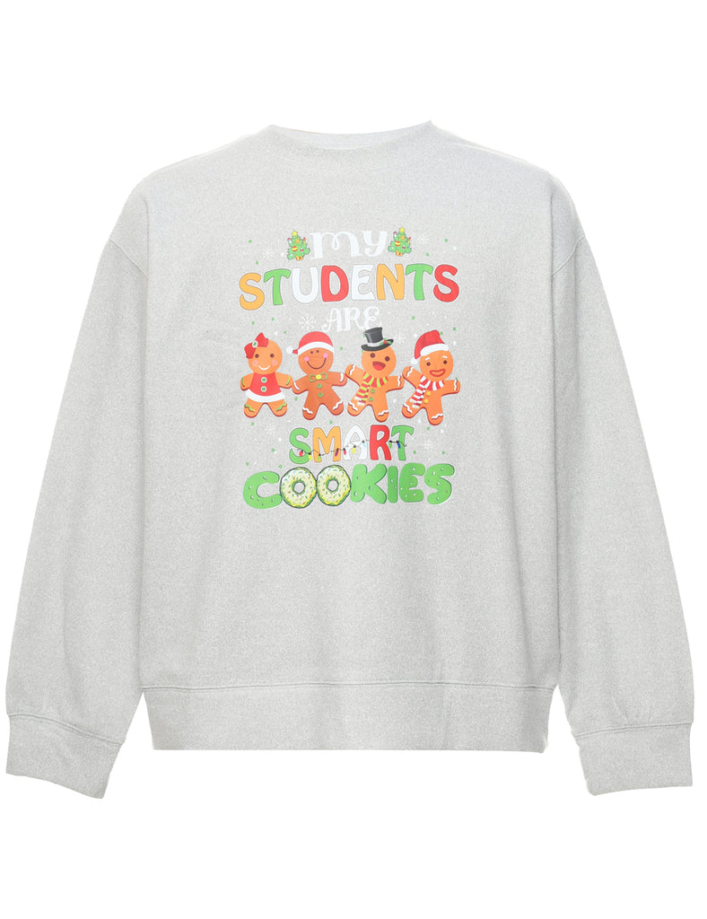 Teddy Bear Print Christmas Sweatshirt - L