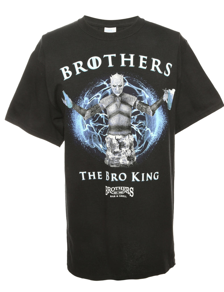 The Bro King Printed Blue & Black T-shirt - L