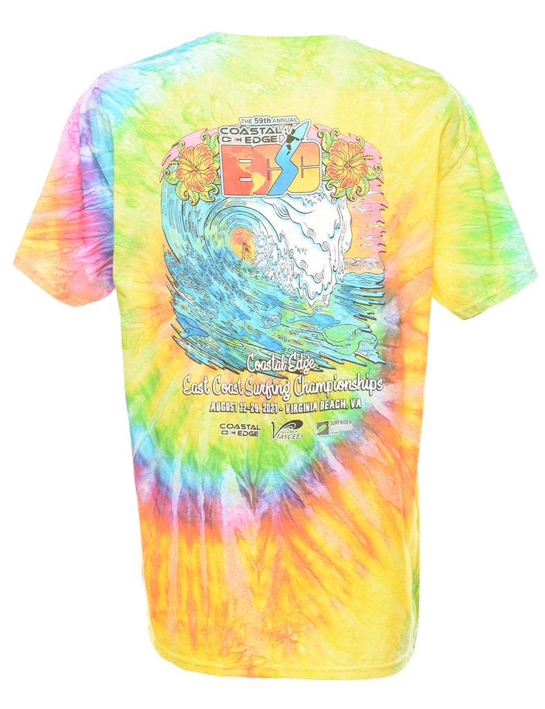 Tie Dye Coastal Edge Multi-Colour T-shirt - L