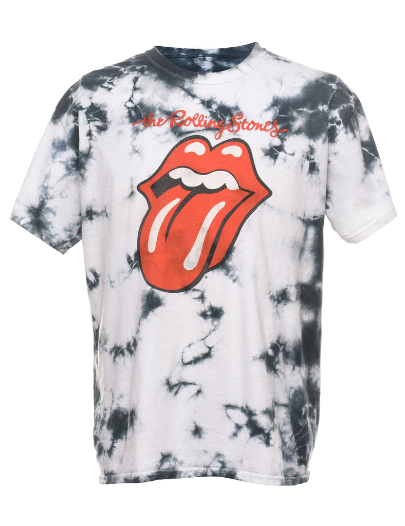 Tie Dye Design Black, Red & White The Rolling Stones Band T-shirt - L