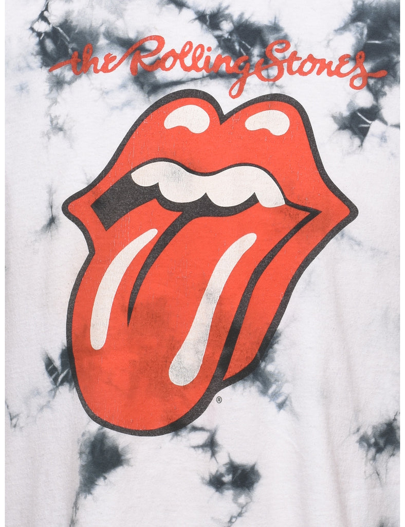 Tie Dye Design Black, Red & White The Rolling Stones Band T-shirt - L