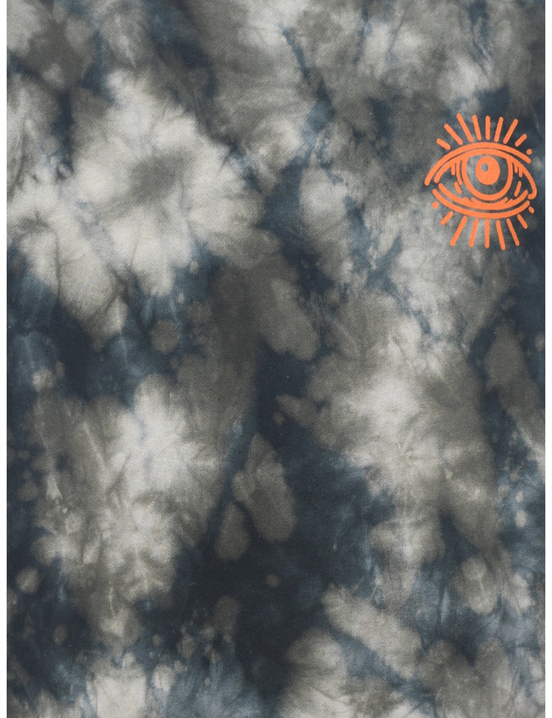 Tie-Dye Design Grey & Orange Printed Sweatshirt - L