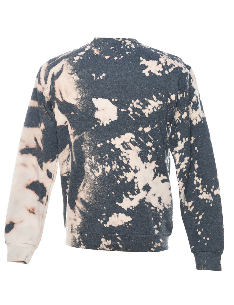 Tie-dye Design Grey & White Printed Sweatshirt - S