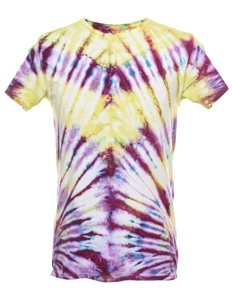 Tie Dye Design Multi-Colour Printed T-shirt - M