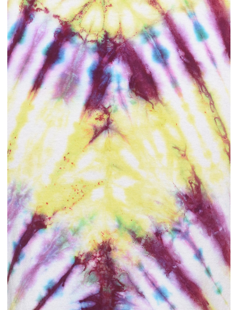 Tie Dye Design Multi-Colour Printed T-shirt - M