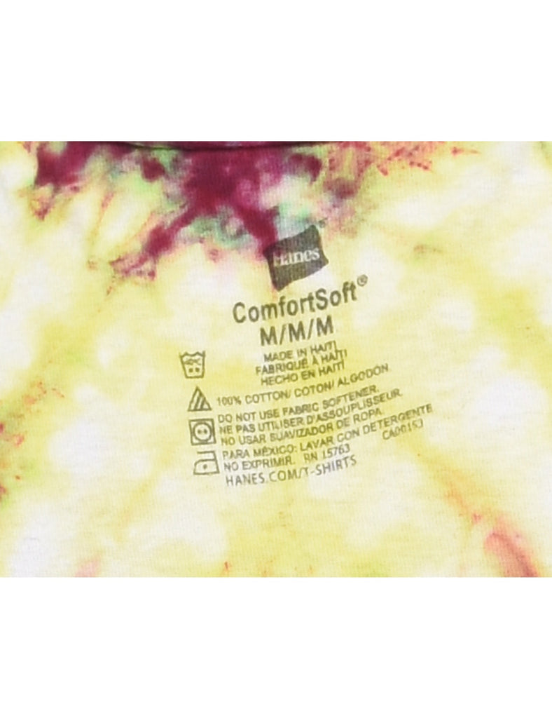 Tie Dye Design Multi-Colour Printed T-shirt - M