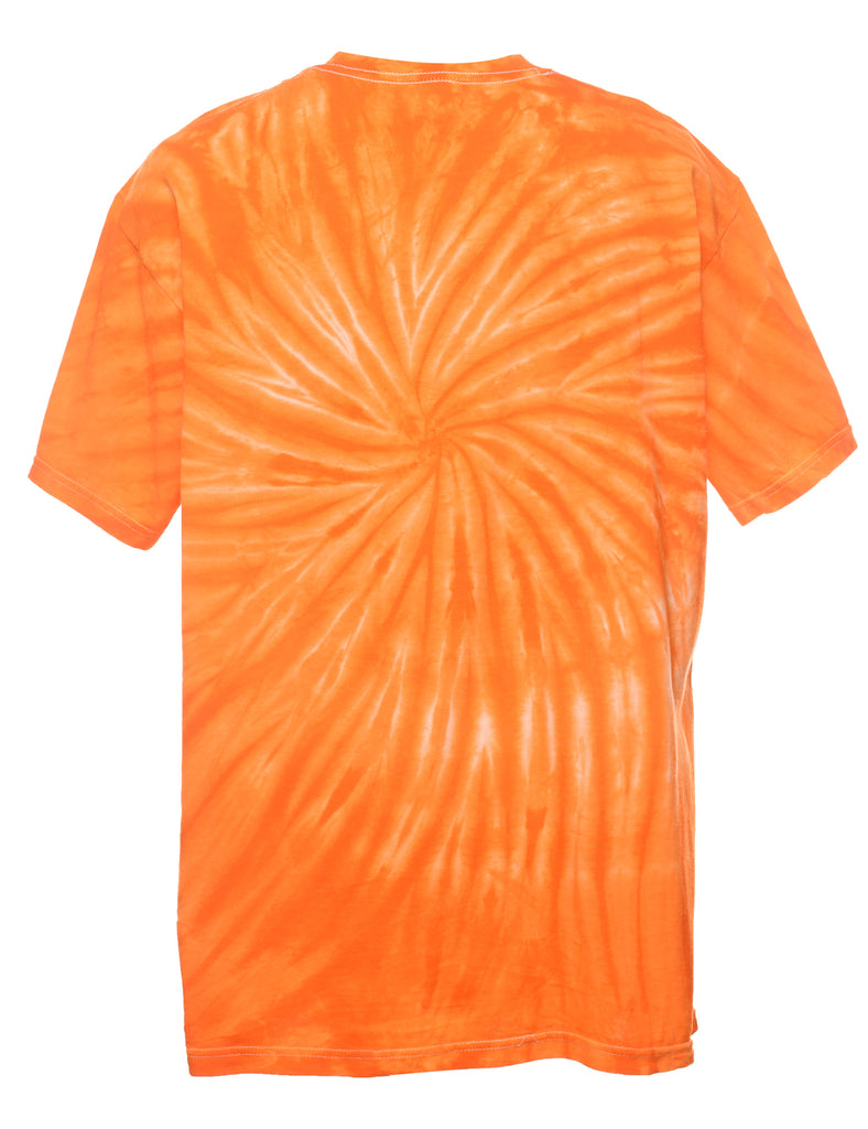 Tie Dye Design Orange Key West Printed T-shirt - L