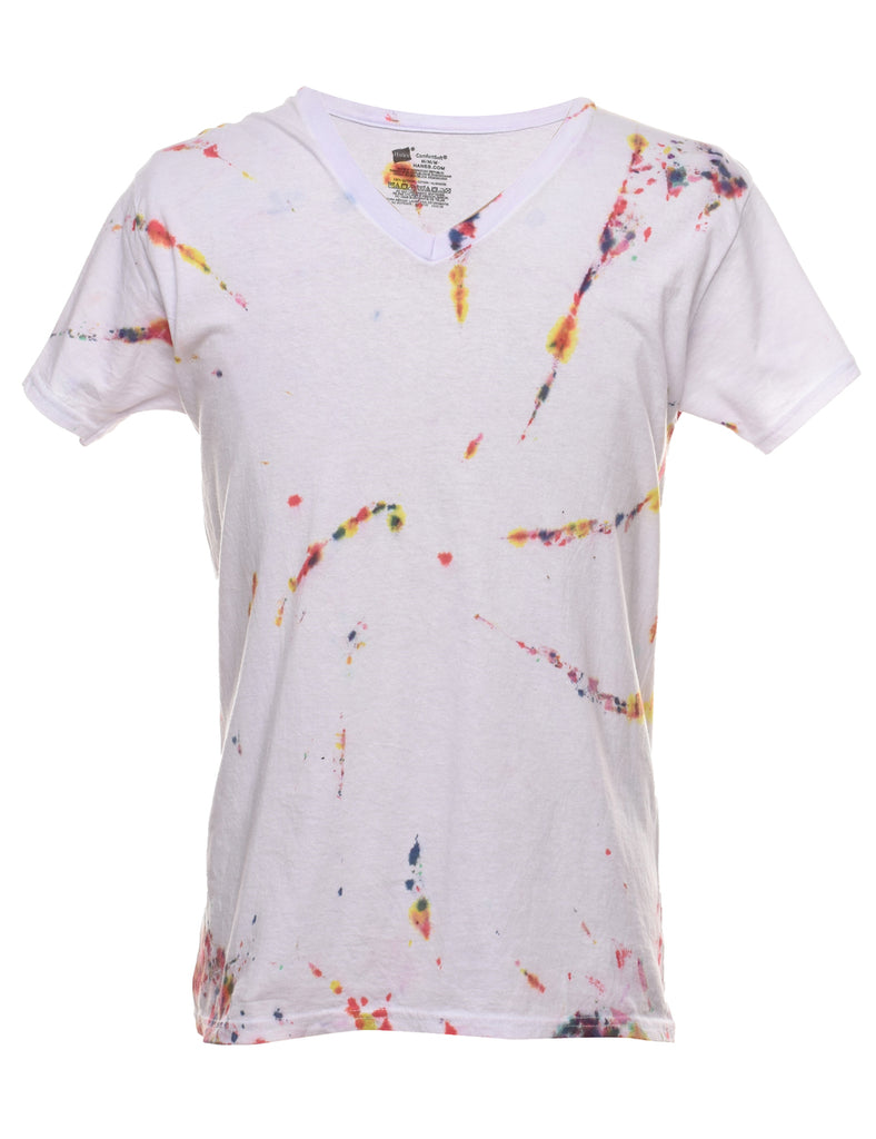 Tie Dye Design White T-Shirt - M