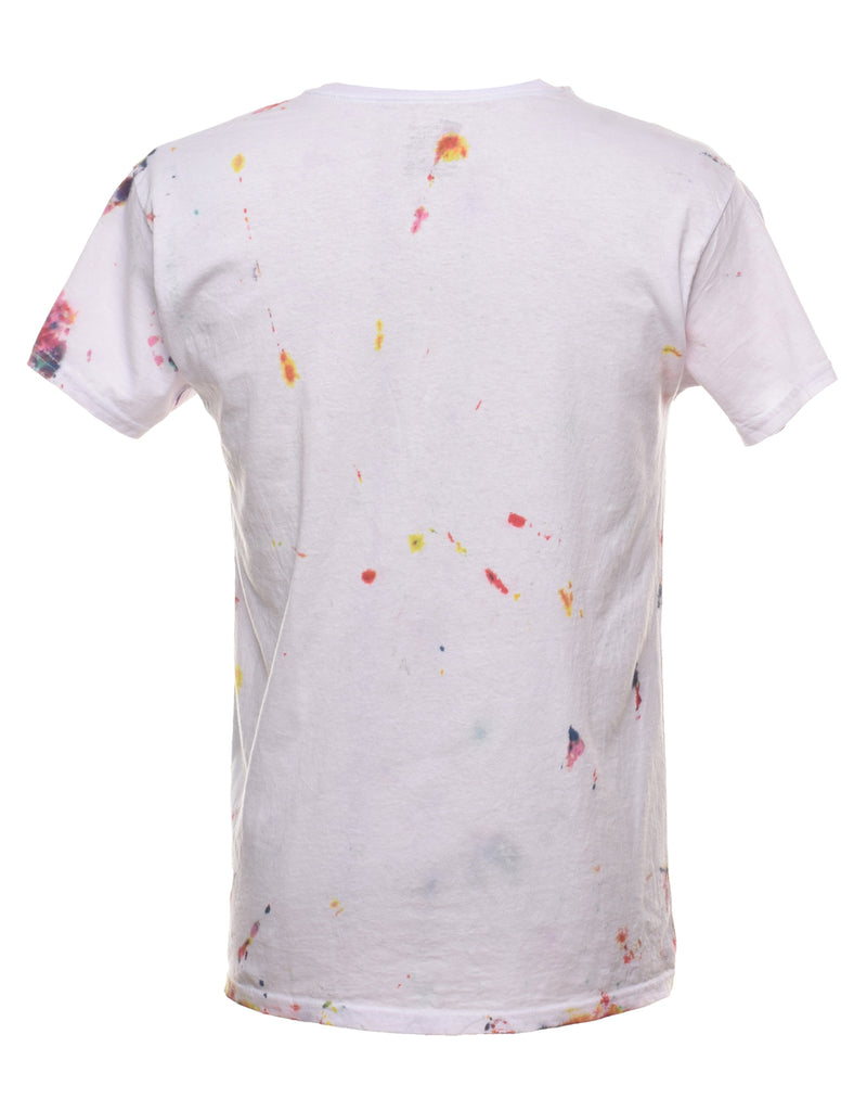 Tie Dye Design White T-Shirt - M