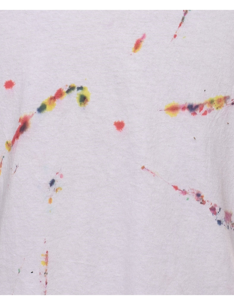 Tie Dye Design White T-Shirt - M