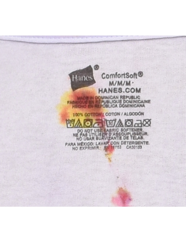 Tie Dye Design White T-Shirt - M