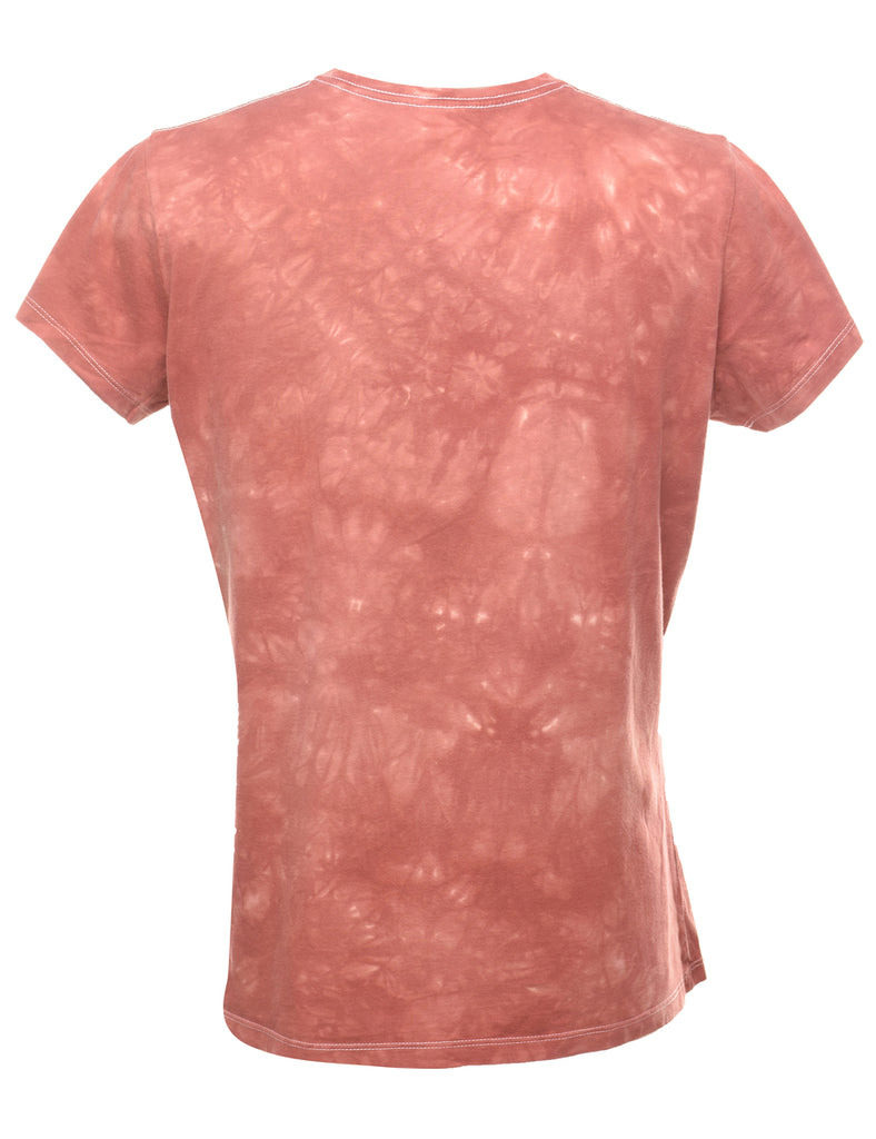 Tie-Dye Terracotta & White Heart Design T-Shirt  - L