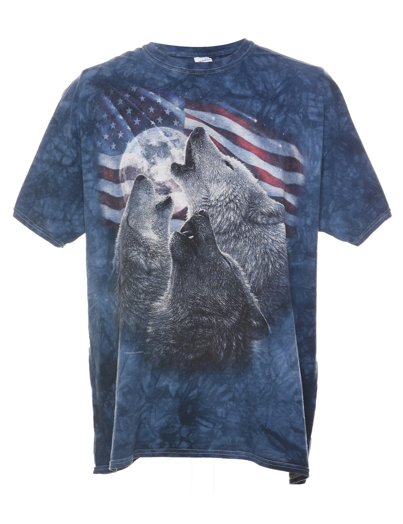 Tie Dyed Wolf Animal T-shirt - XL