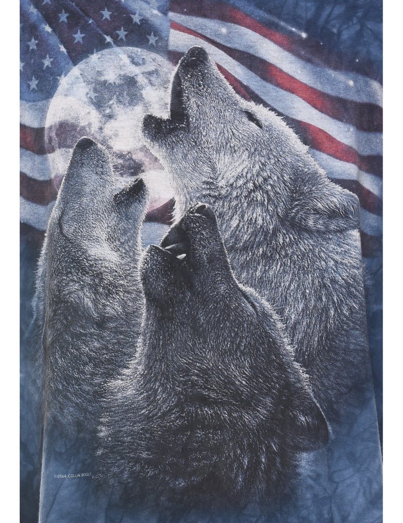 Tie Dyed Wolf Animal T-shirt - XL