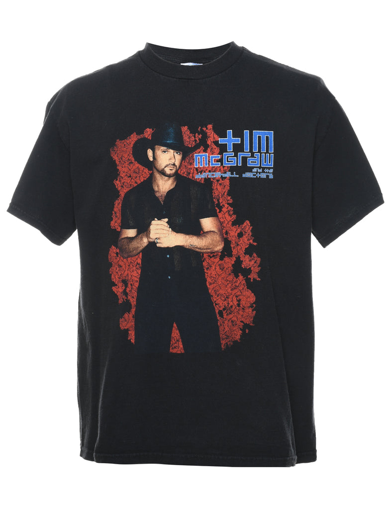 Tim McGraw Printed Black T-shirt - L