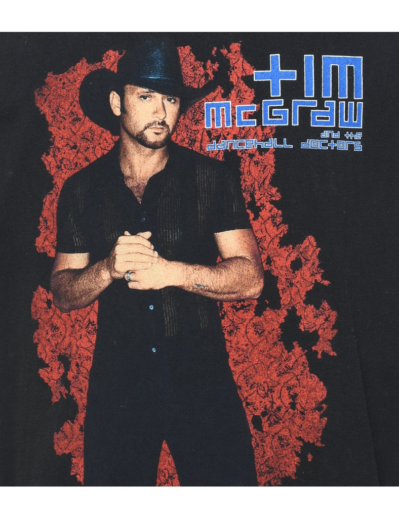 Tim McGraw Printed Black T-shirt - L