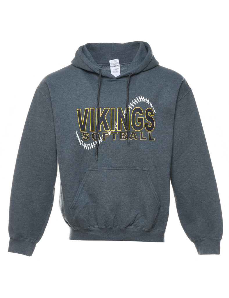 Vikings Softball Hooded Grey Sports Sweatshirt - L