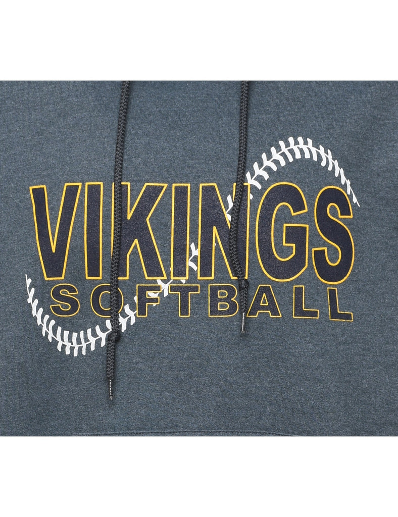 Vikings Softball Hooded Grey Sports Sweatshirt - L