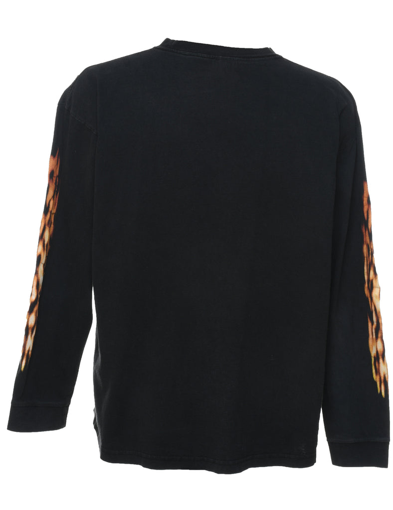 Wolf Design Black Graphic T-shirt - L