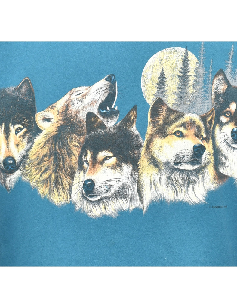 Wolf Print Animal T-shirt - L