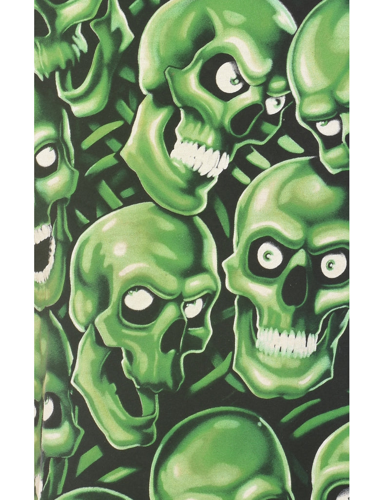 Y2K Liquid Blue Skull Design T-Shirt - M