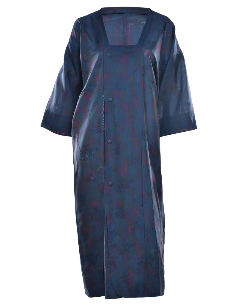 1960s Floral Print Midi Length Kimono - M