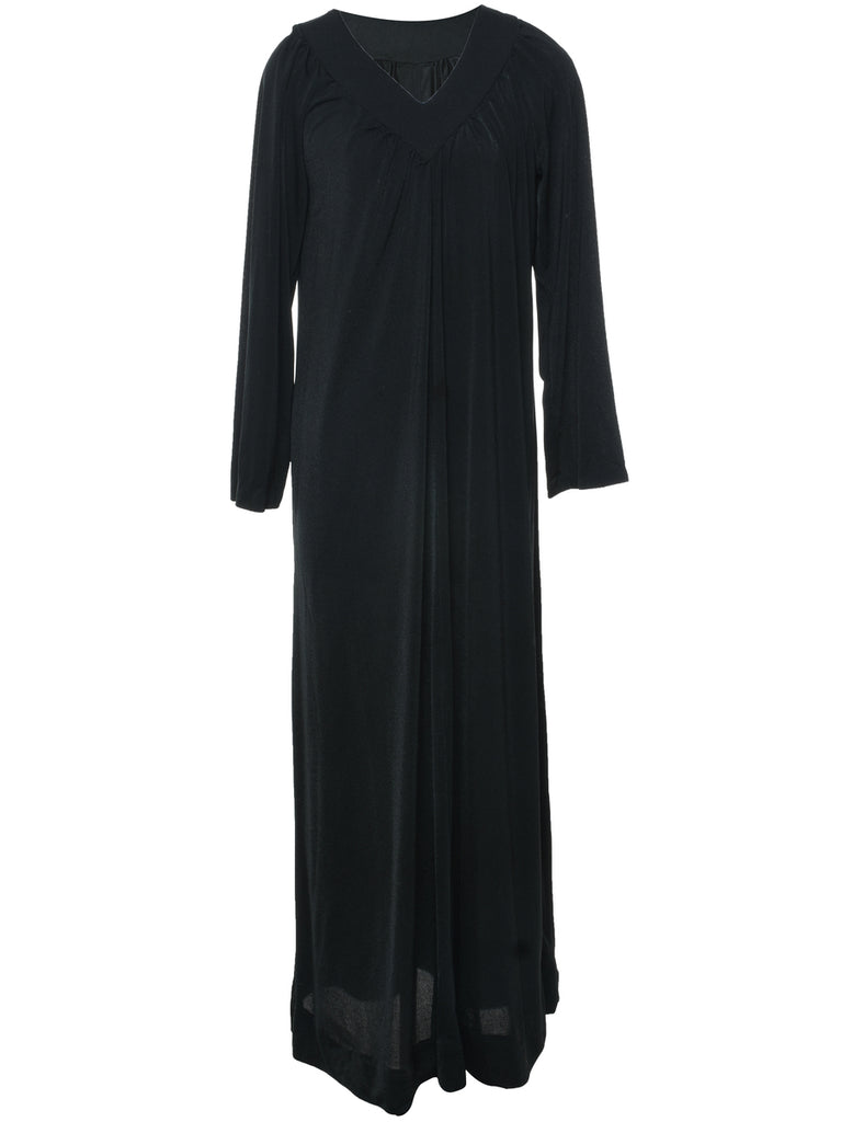 1970s Black Maxi Dress - L