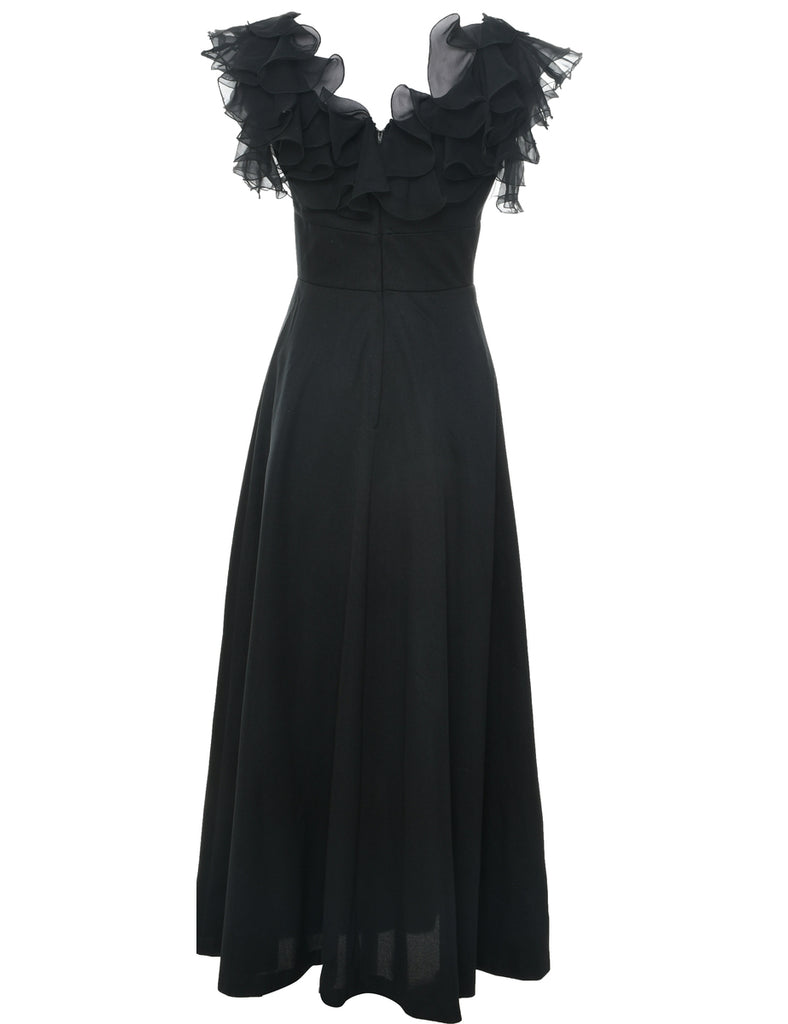 1970s Black Maxi Dress - S