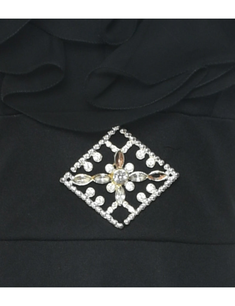 1970s Black Maxi Dress - S