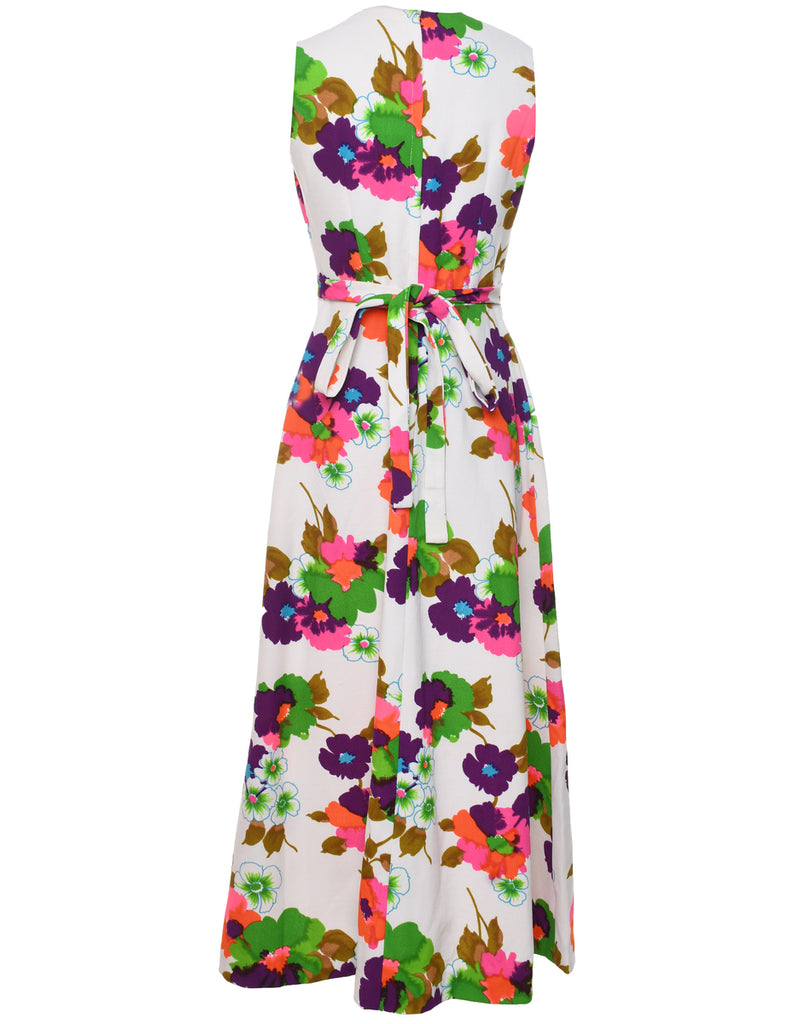 1970s Floral Print Maxi Dress - M