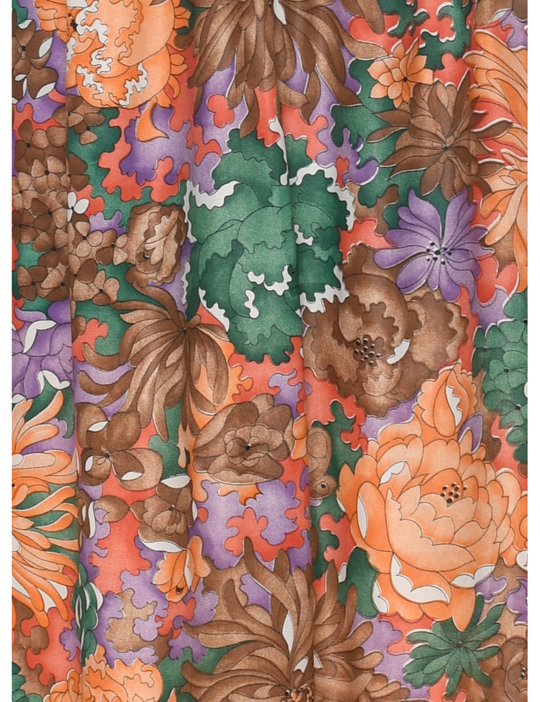 1970s Floral Print Maxi Dress - M